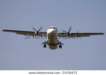 Turbo-prop airplane landing
