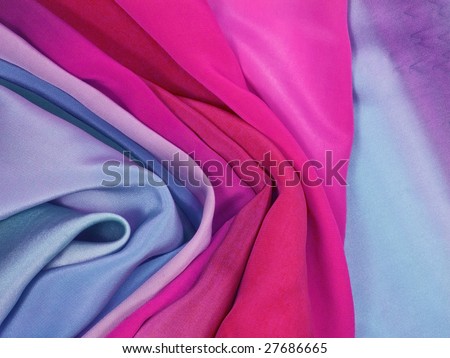 contrast colors silk scarfs background / blue, pink