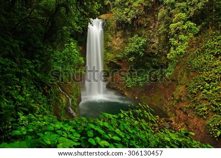 La Paz Waterfall gardens, with green tropical forest, Central Valley, Costa RIca