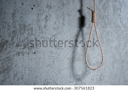 Hangman's loop over the concrete wall