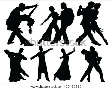 people silhouettes dancing. stock vector : dancing people