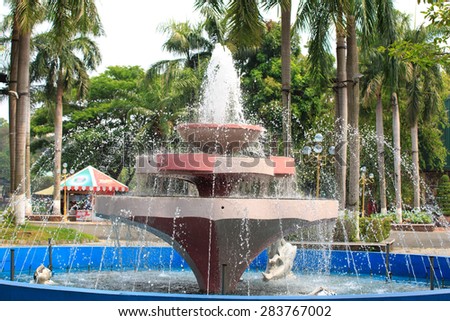 Ho Chi Minh city, Vietnam - April 11, 2015: Fountain in Dam Sen Park in Ho Chi Minh City, Vietnam