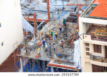 Hochiminh City, Vietnam - June 25, 2015: Civil housing construction in Ho Chi Minh City, Vietnam