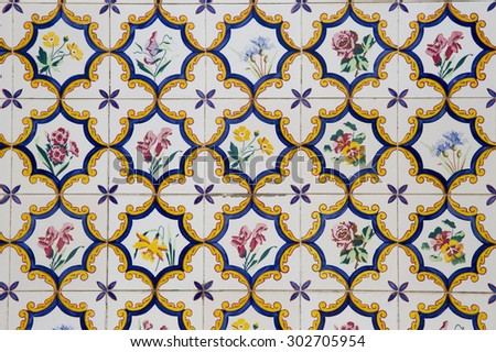Detail of some typical portuguese tiles