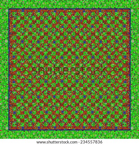 Green foulard with islamic flower and geometric style..