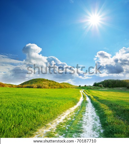 stock photo : Road lane and deep blue sky. Nature design.