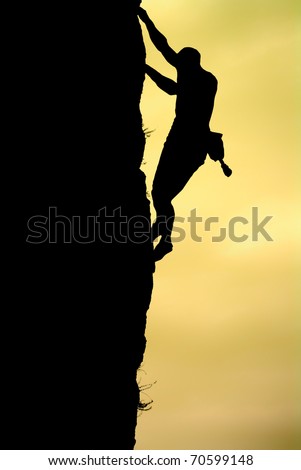 Silhouette of climber. Element of design.