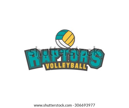 Volleyball club emblem, college league logo, 
raptors design template element, volleyball tournament badge and label, contest, tug, rush, competition, contest, emulation, game. Sport insignia. Vector.