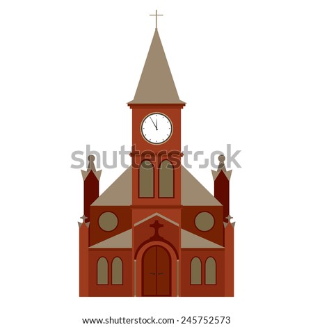 vector church building, christian religion icon