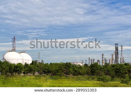 Petroleum refinery skyline in day light - Oil and gas factory