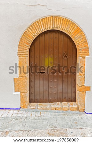 Entrance doors to the house in Sitges near Barcelona, Spain