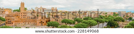 The Imperial Fora are a series of monumental fora (public squares), constructed in Rome in one and a half centuries, between 46 BC and 113 AD. Forums were center of Roman Republic and of Roman Empire.