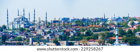 Panoramic  view at Istanbul, Turkey. Panoramic view at the Sultan Ahmed Mosque known as Blue mosque  Blue mosque  is a historic mosque,
