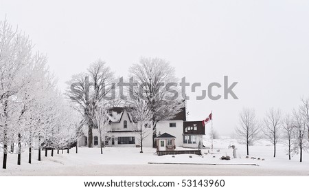 Canadian winter landscape, country side house