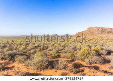 Desert type landscape on the road between Kliprand and Nieuwoudtville, Northern Cape in South Africa