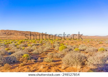 Desert type landscape on the road between Kliprand and Nieuwoudtville, Northern Cape in South Africa