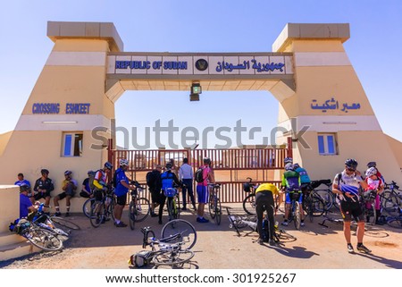 Wadi Halfa, Sudan - January 21, 2015: People are waiting to enter Sudan at the border crossing with Egypt, near Wadi Halfa.