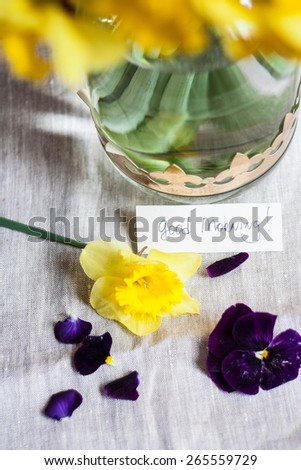 Spring flowers with good morning note