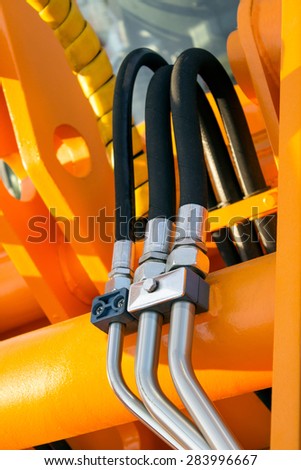 Coupling element tubes in the hydraulic system of the tractor. Hydraulic pressure pipes system of construction machinery