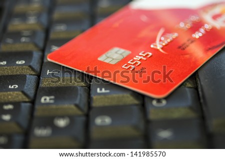 Concept of e-commerce with credit card