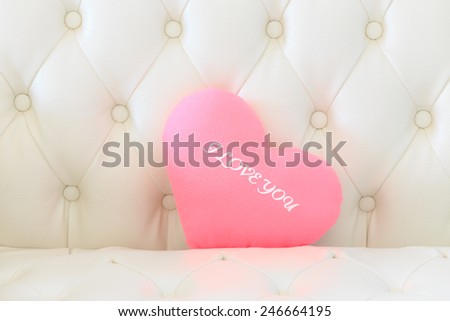Love Heart Pillow in Vintage sofa background