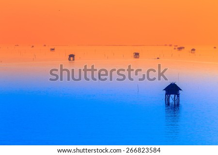 Thailand nature landscape. background with sea house Gulf of Thailand