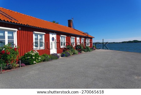 Traditional Scandinavian house by te sea, Karlskrona, Sweden