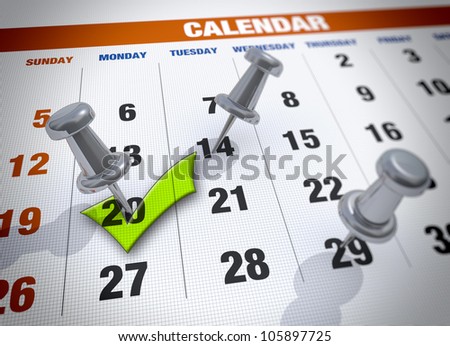Calendar with check mark
