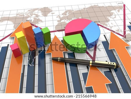 Financial and business chart and graphs
