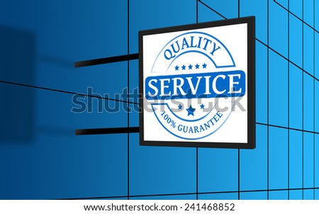 Illuminated advertising sign with the word service