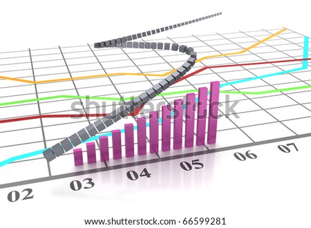 Graphs and charts. Workplace businessman. Color chart.