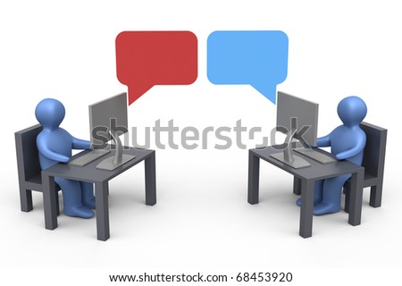 Chatting On The Internet. stock photo : People chatting