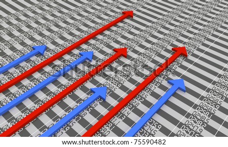 Stock market graph with going up arrows