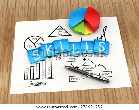 Business skills, handwritten charts as concept