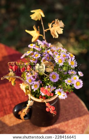 Beautiful bright autumn bouquet of natural flowers