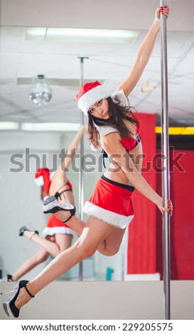 Sexy Christmas Pole Dancer Girl