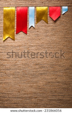 Various bookmarks on a twine rope texture