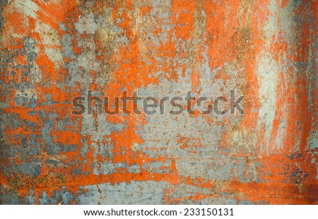 Old rusty grunge orange painted metal texture background