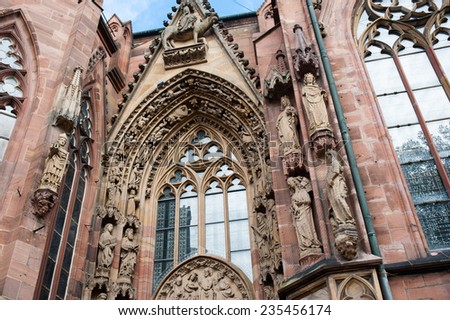 Fragment of exterior of Worms Dom Cathedral in Worms, Germany