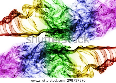 colored smoke isolated on white background