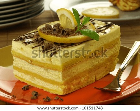 Appetizing lemon cheesecake for dessert