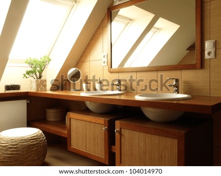 Inside of moder bathroom: top and mirror