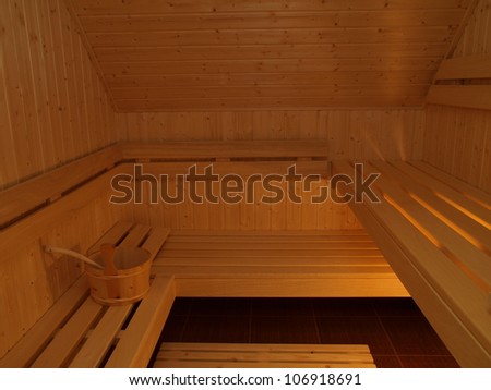 Sauna room and a special wooden equipment
