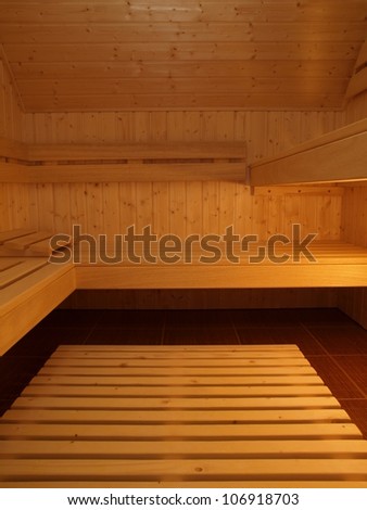 Sauna made from a wood, vertical view