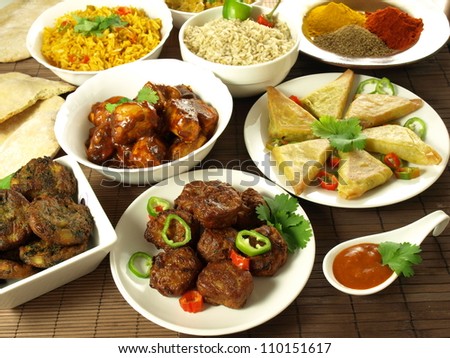 Indian cuisine: main courses, appetizers and spices