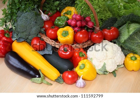 Bird eye view of healthy colorful vegetables