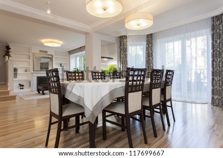 Elegant Prepared Table In Stylish Dining Room
