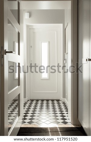 Elegant White Corridor In A Modern House