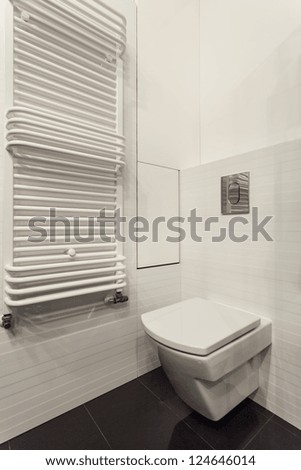 Minimalist apartment - wc in white bathroom interior