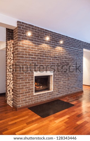 Country home - brick wall in modern house interior